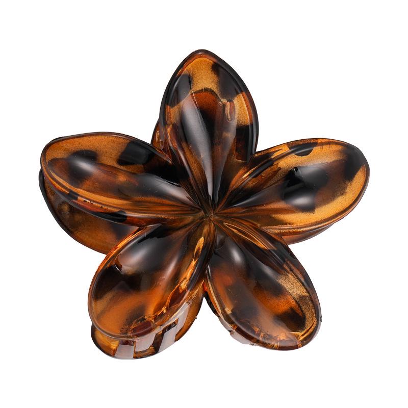 2024 Women's French Retro Leopard Frangipani Claw Clip for Versatile Updo