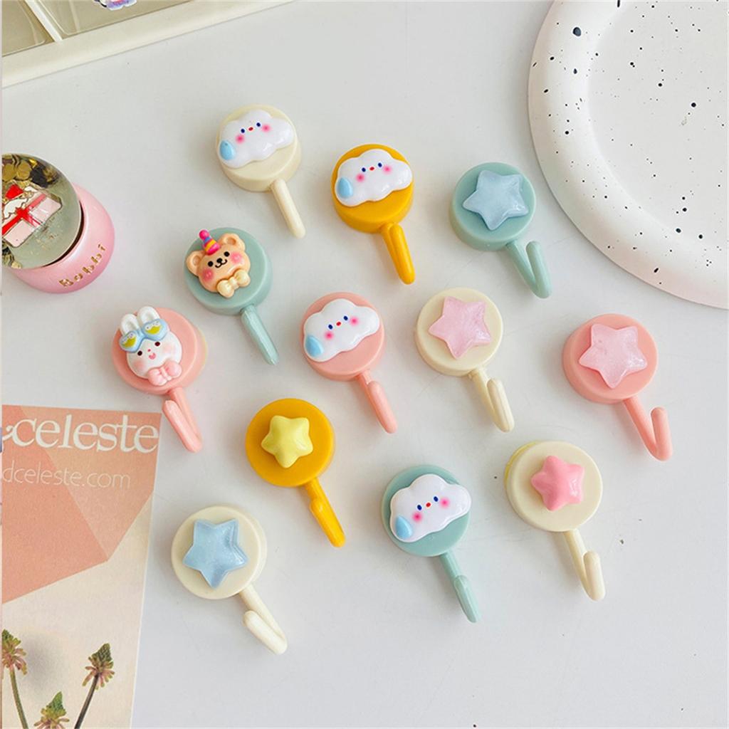 Cartoon Hooks, Adhesive Hooks No Nails Damage-Free Wall Hooks (4-Pack)