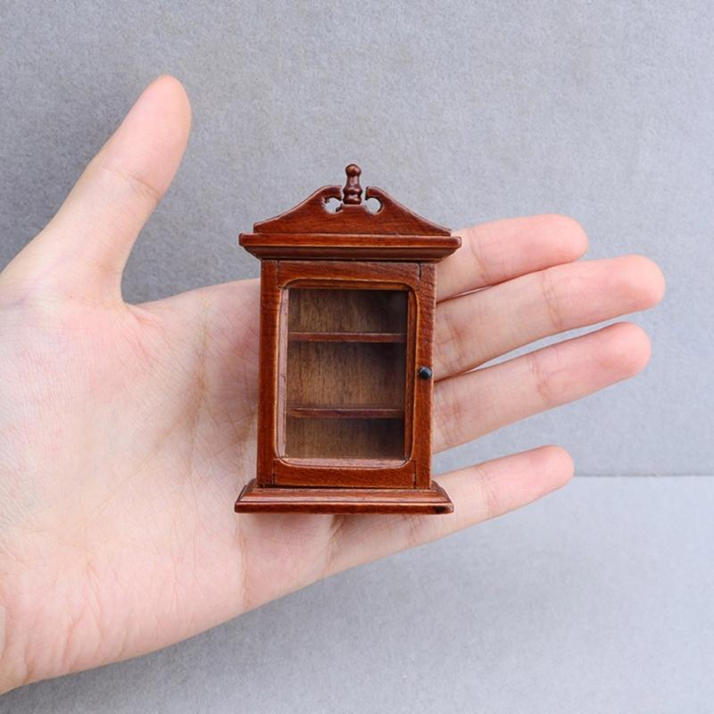 Antique Miniature Wooden Hanging Shelf For Doll House Scene Decoration Easy Assembly Craft Model Project Furniture