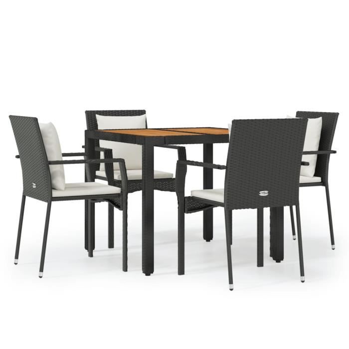 VidaXL Garden Dining Furniture and Cushions 5pcs Black Wicker 3157964