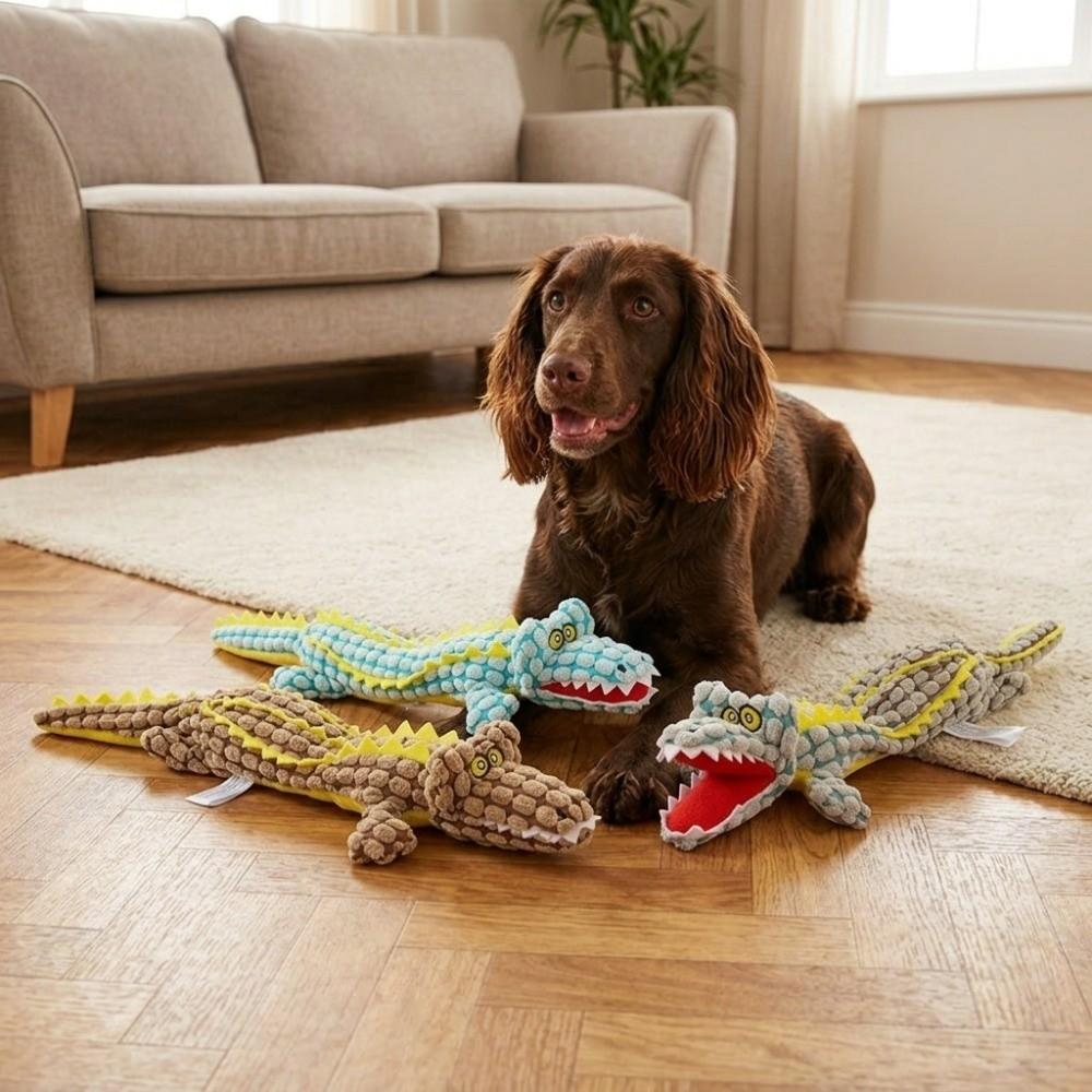 Corn Fleece Surface Alligator Dog Toy Alligator Shaped Puppy Chew Toy  Daily Teething Play