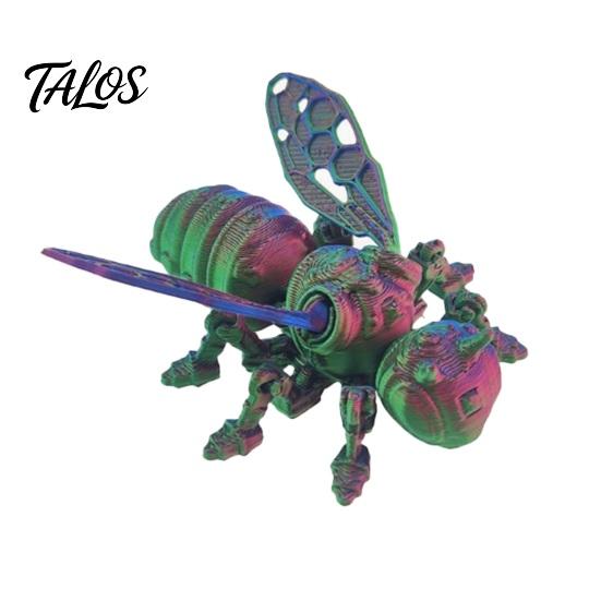 Mechanical Insect Figurine 3D Printed Cyberpunk Bee Figurine, Movable Joints Hornet Ornament, Articulated Wasp Fidget Toy, Stress Relief Desk Gift for