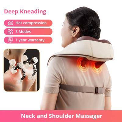 3D Manipulator Massage Shawl Hot Compress Neck Massager Electrical Kneading Shiatsu Back Neck Shoulder Pillow Cervical Muscle Relaxing