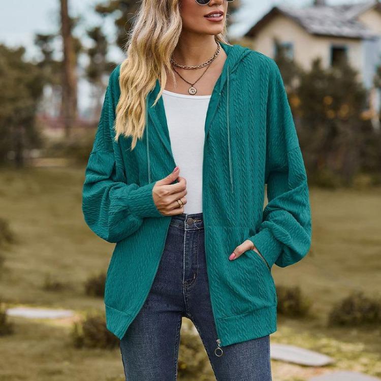 

Женская свободная удлиненная толстовка-куртка однотонная с V-образным вырезом на молнии XXL зелёный