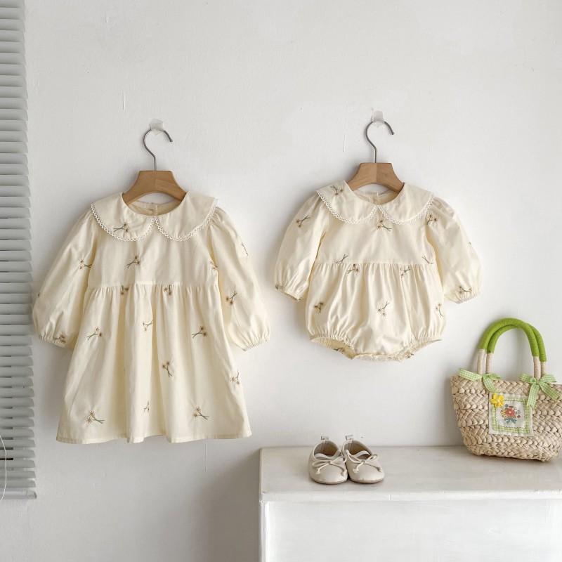 Baby Girls Long Sleeve Embroidery Dress Princess Style A-Line Toddler 4 Years Old