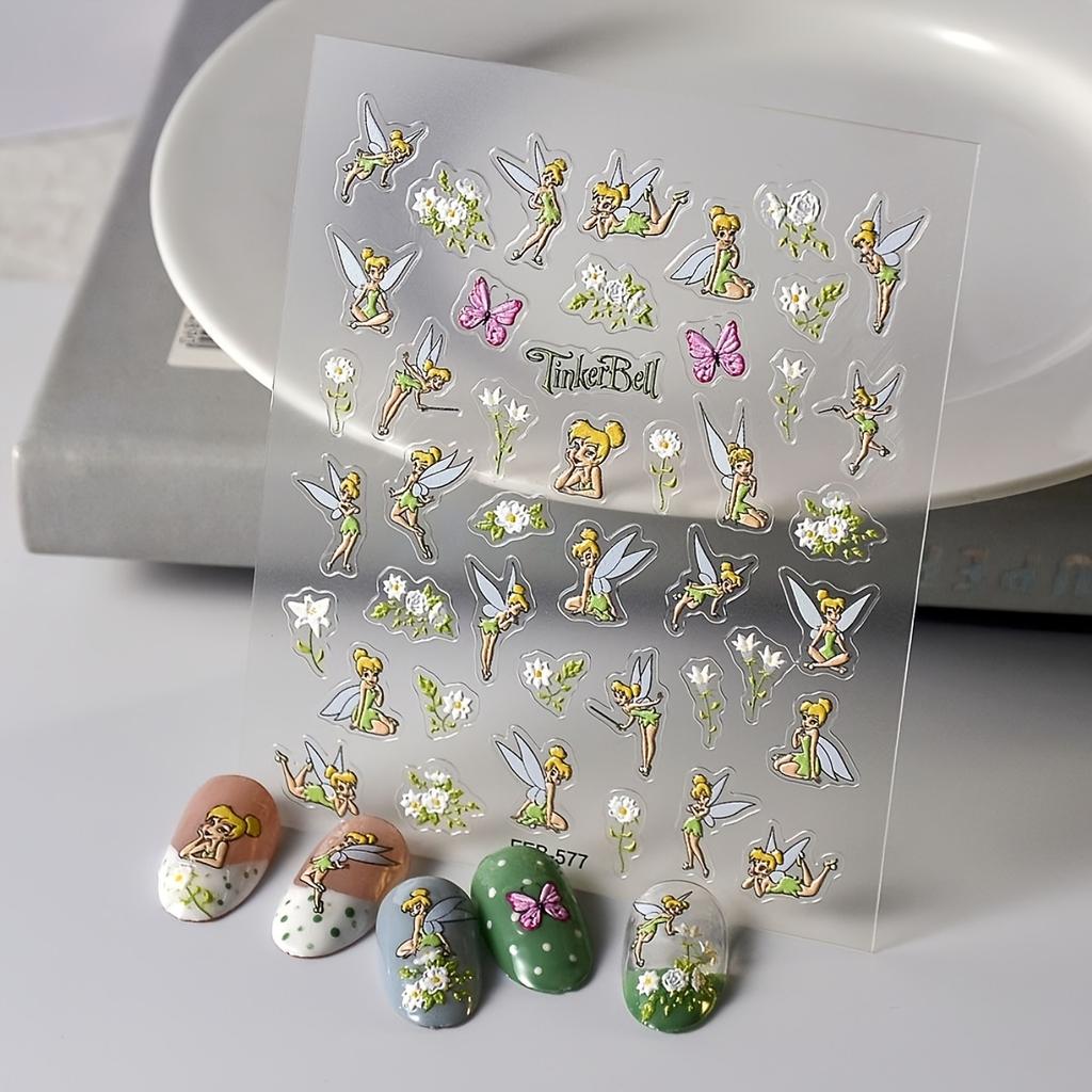 Nail Art Stickers, Flower Fairy Glitter Decals Premium Flatback Manicure Stickers, Colorful Butterfly Fairy Nail Decals