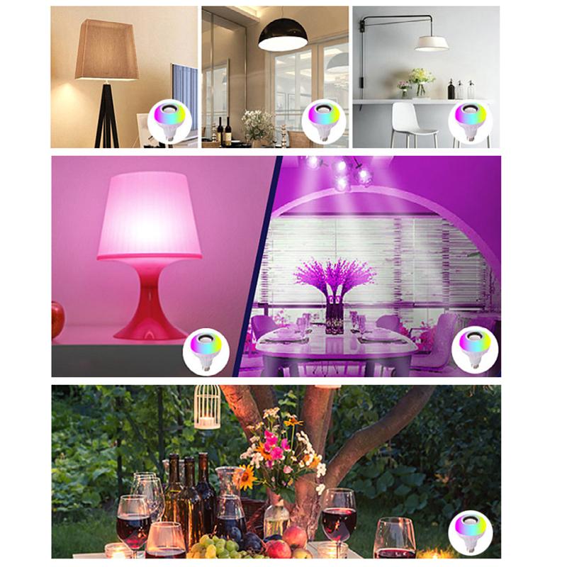 E27 Rgb Smart Bluetooth Speaker Music Bulb Colorful Dimmable Light Bulb With Remote Control 12W Led Bulb For Home Party