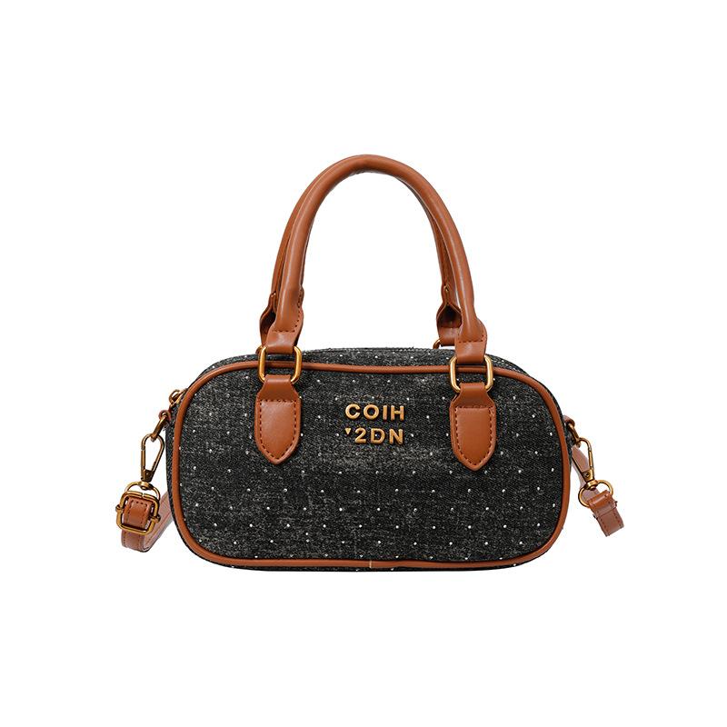 

Ретро Премиум Текстура Портативная Сумка Для Боулинга Женская Осенне-Зимняя Мода Иностранный Стиль Изысканный Наплечный Мешок 23*6*13 чёрный