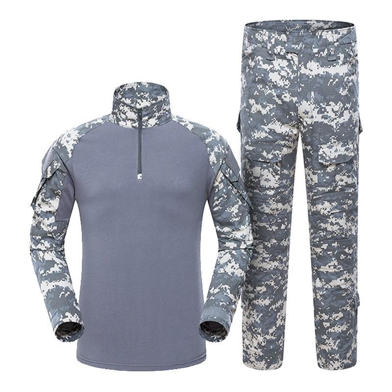 Herren Taktisches Camouflage Kampfanzug Set Langarm Militärstil Outdoor Trainingsanzug