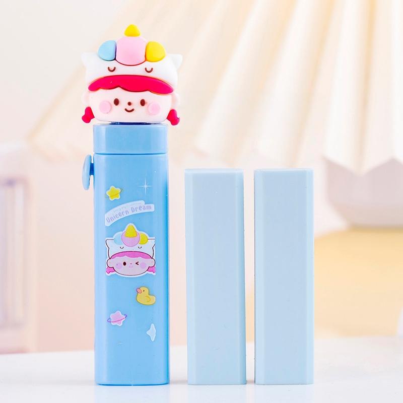 

Sliding Retractable Pencil Eraser Set Portable Replaceable Core Cartoon Style Cute Rubber for Pencil A7958 світло-синій колір