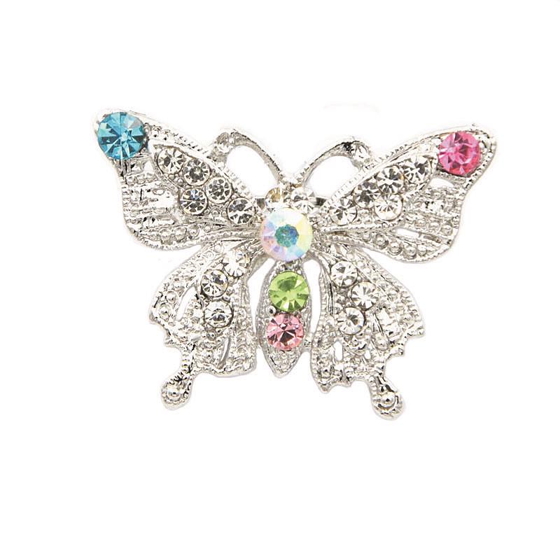 Chic Colorful Diamond Butterfly Brooch Pin - Cute Insect Lapel Accessory