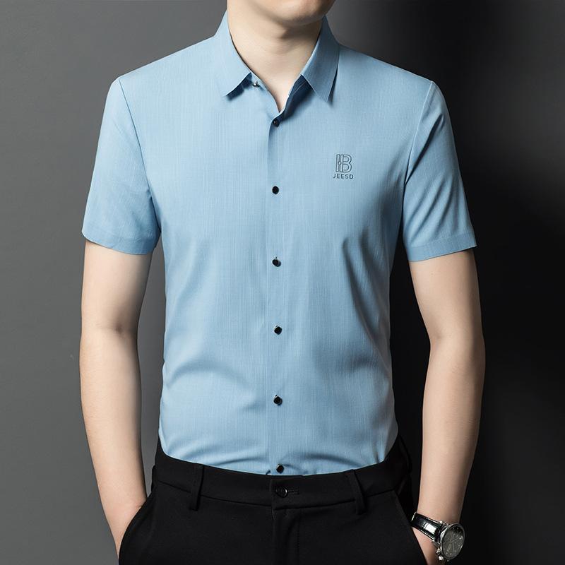 

Простая и универсальная мужская рубашка с короткими рукавами, летний новый стиль, повседневная однотонная тонкая рубашка-кардиган для мужчин и женщин среднего возраста 3XL