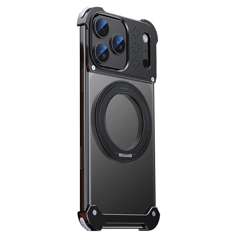 Apple 17 Pro Max Metal Aroma Magnetic Phone Case with 360° Rotating Bracket for iPhone 16