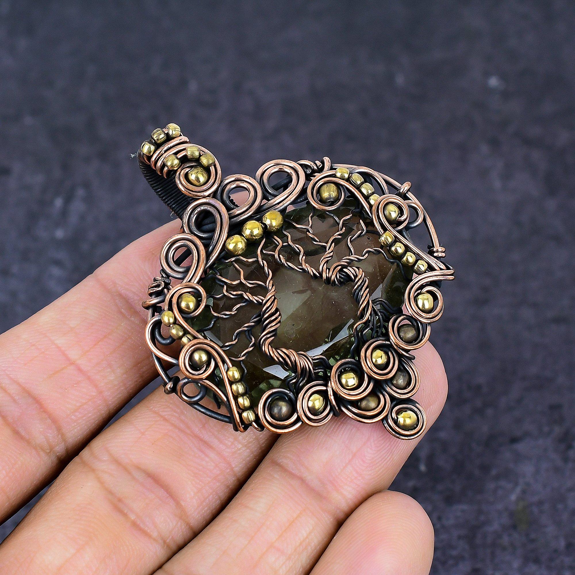 

Лабрадорит Драгоценный Камень Медная Проволока Плетение Ювелирная Подвеска 2.29