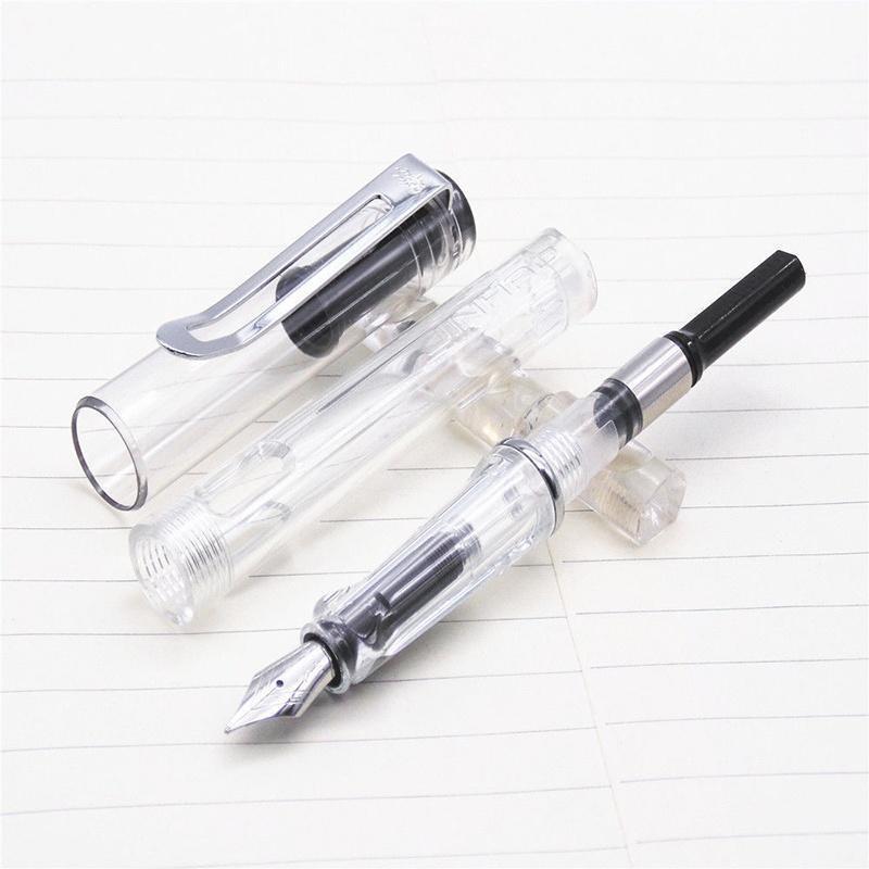 Transparent White Business Office Medium Nib Fountain Pen Student Stationery Pen New Office Supplies Pens for Writing Stylos