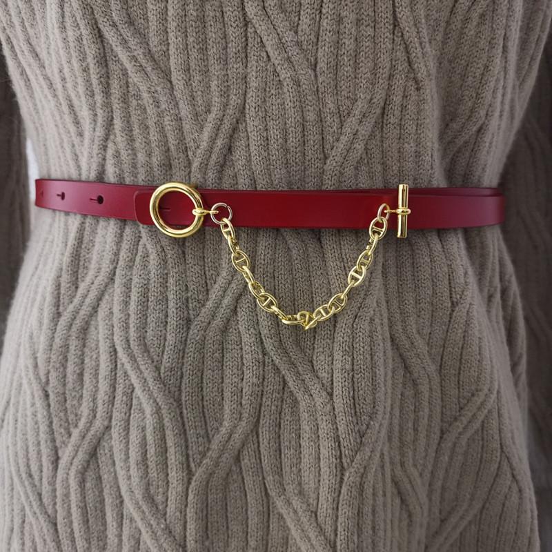 

Solid Color Leather Womens Dress Belt With Alloy Buckle For Summer Fashion Styling