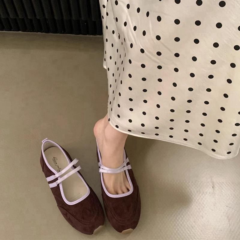Fashion SUOJIALUN 2025 Spring New Brand Women Flat Shoes Fashion Round Toe Shallow Slip On Mary Jane Shoes Soft Flat Heel Baot Shoes