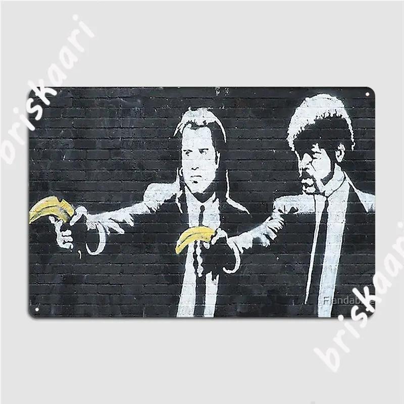 Banksy Постер Криминальное чтиво Металлическая табличка Декор для стены вечеринки Настенный паб Пользовательский постер из жести 20x30cm