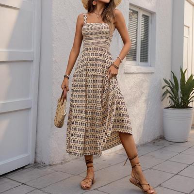 Sommer Damen Ärmelloses Neckholderkleid mit hoher Taille und Saum