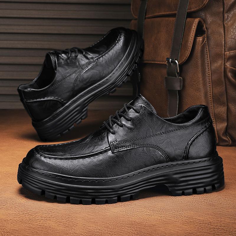 Douyin Live Broadcast Hot-selling Outdoor Casual Dad Shoes Autumn and Winter New Men's Leather Versatile Small Leather Shoes