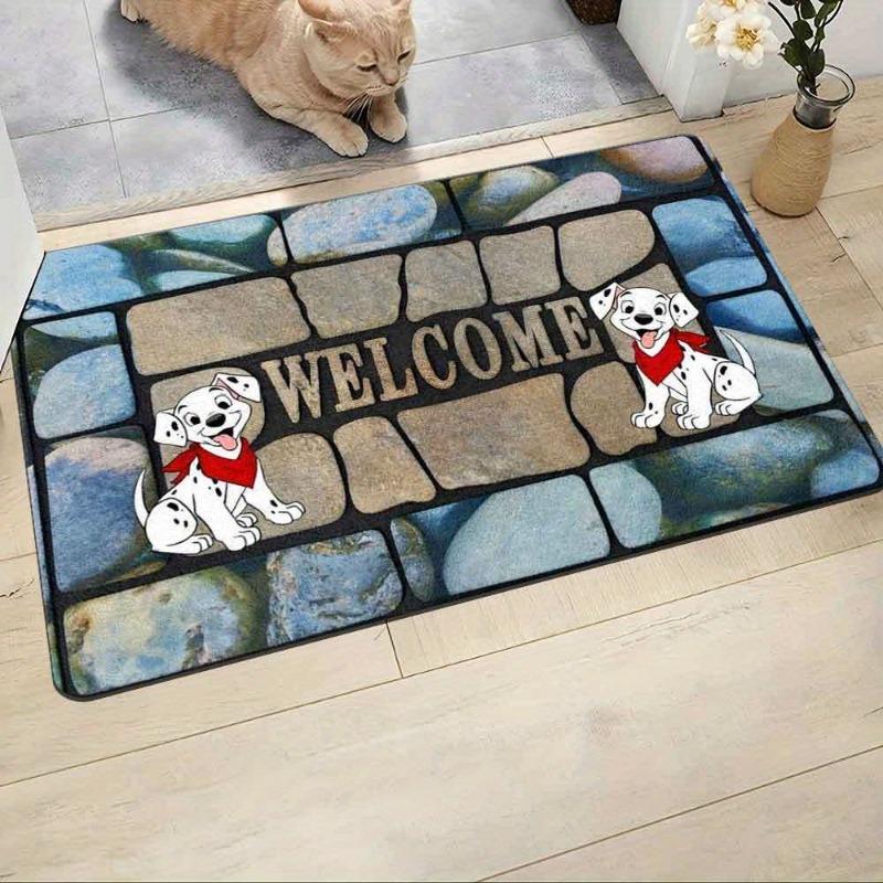 Disney Dalmatians Welcome Doormat Mat with Fun Cartoon Dog for Home Entry Bedroom and Bathroom Doors Hand Bathroom Mat