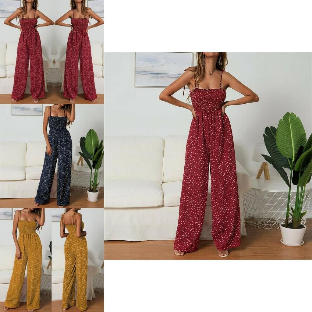 Stylish Women's Strappy Holiday Playsuit Romper With Elegant Polka Dot Print