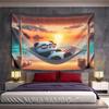 Relaxing Panda On Beach Hammock At Sunset Pattern Wall Hanging Tapestry Decorative Tapestry Home Decor for Bedroom and Living Room