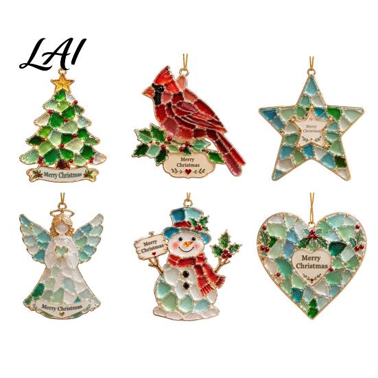Ornament for Holiday Decor Acrylic Christmas Ornament 2D Flat Snowman Heart Star Hanging Pendant Animal Decorations Xmas Tree Home Party Decor,