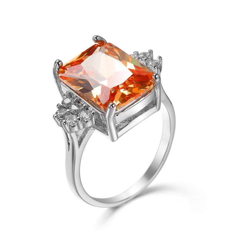 New Arrival Female Wedding Ring  Sterling Plata Square Cut Pink Zircon Finger Rings For Women  Gift Anillos Mujer 10