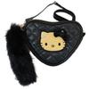 Hello Kitty Pochette with Fur Heart-Shaped Tail, Black, KT-5121-BK