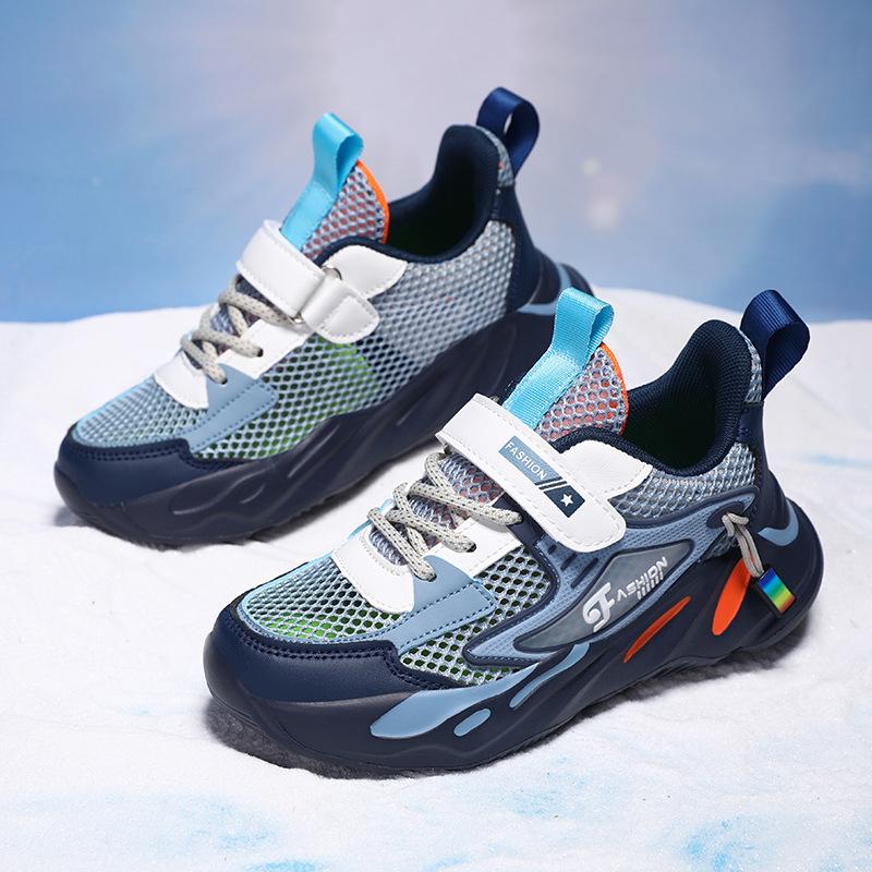 Boys' sneakers 2025 spring and autumn new classmates breathable children's shoes middle and older children running students mesh shoes tide