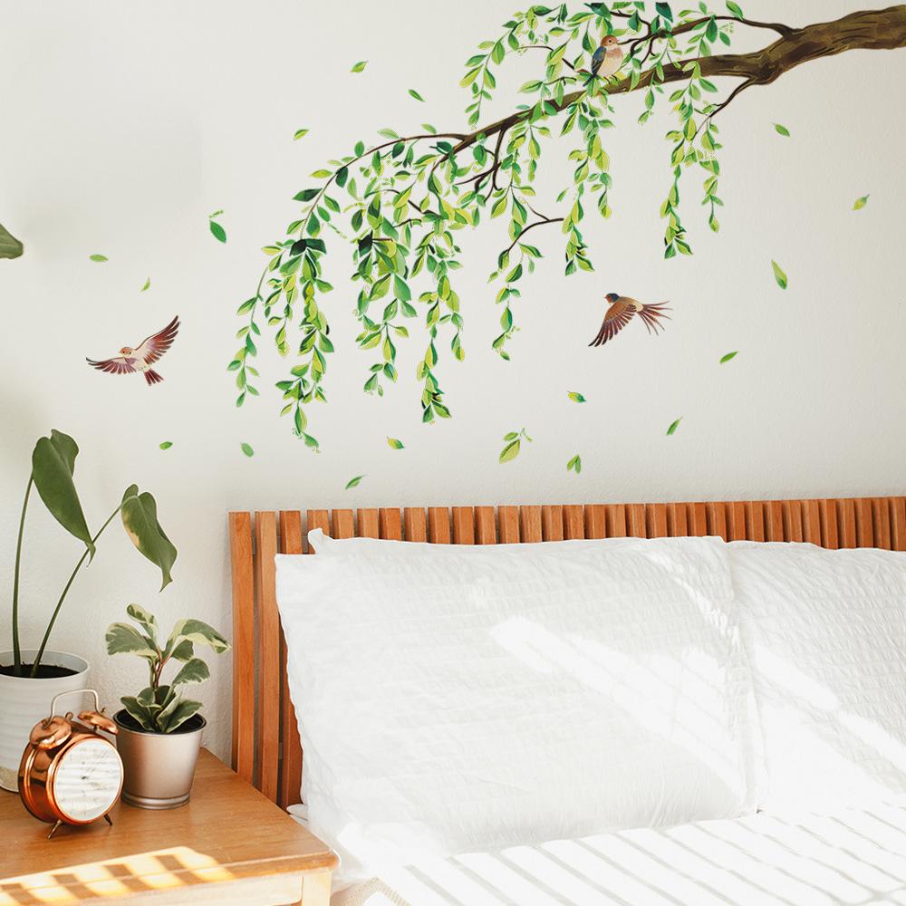 Personalized Fluttering Sticker of Willow Branches and Sparrows, Wall Sticker for Living Room, Dining Room, Home and Background Wall
