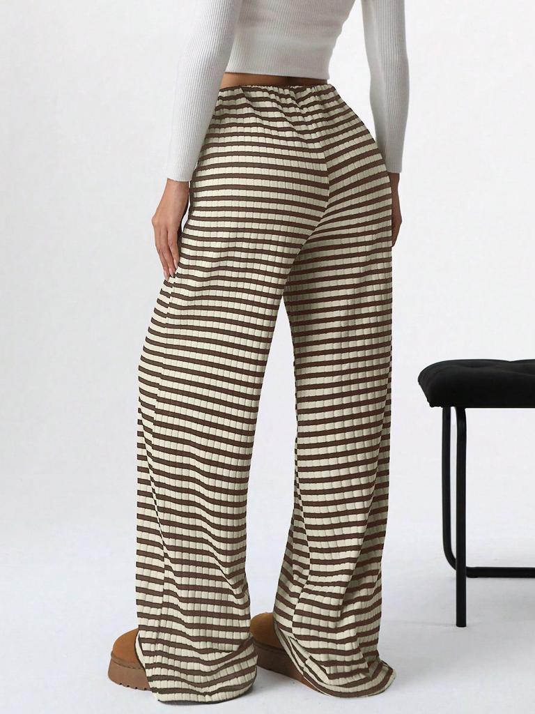 2026 Women's Casual Striped Cotton Pants with Elastic Waist and Drawstring