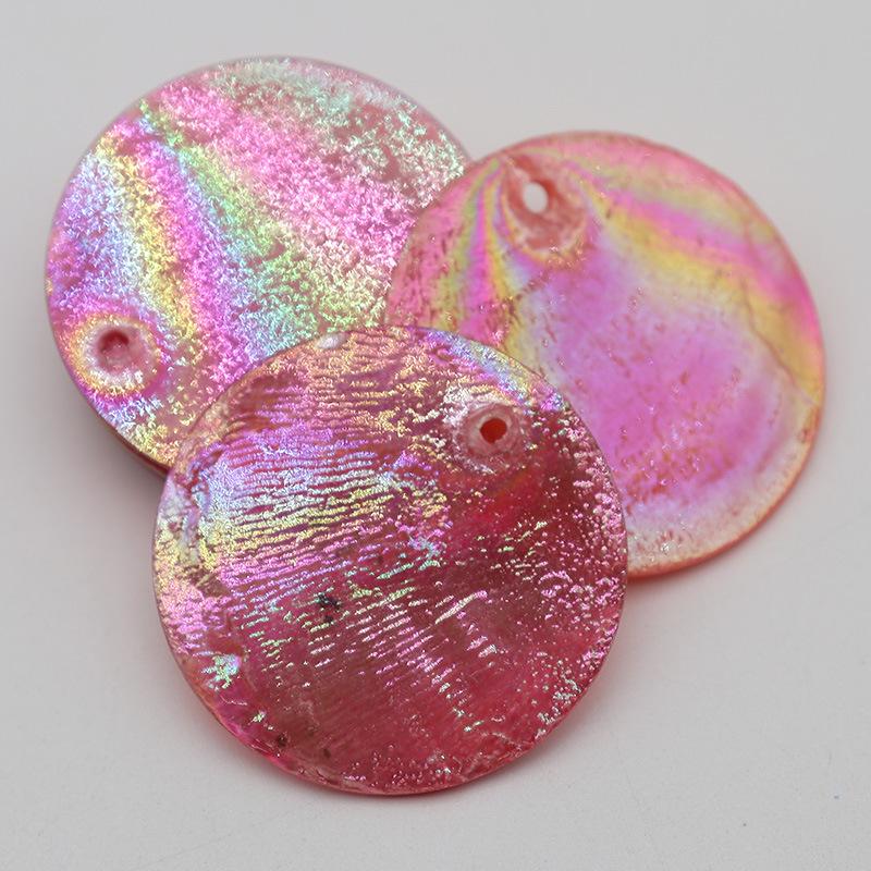 Natural Single Hole Mother-of-Pearl Shell for DIY Painting Wedding Decor, Spray-Painted Round Piece for Door Curtains