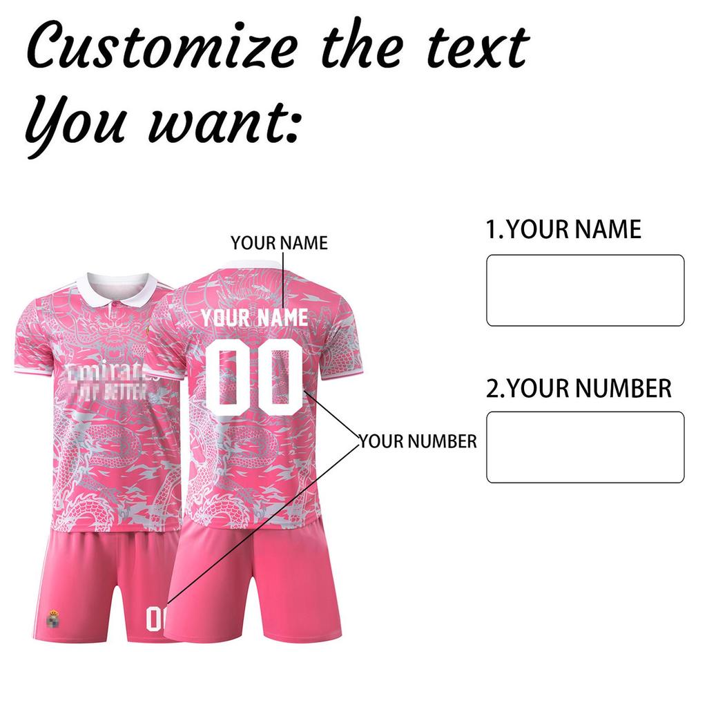 Zweiteiliges Fußballtrikot für Erwachsene und Kinder mit Namen und Nummern nach Wunsch, Trainingsuniform