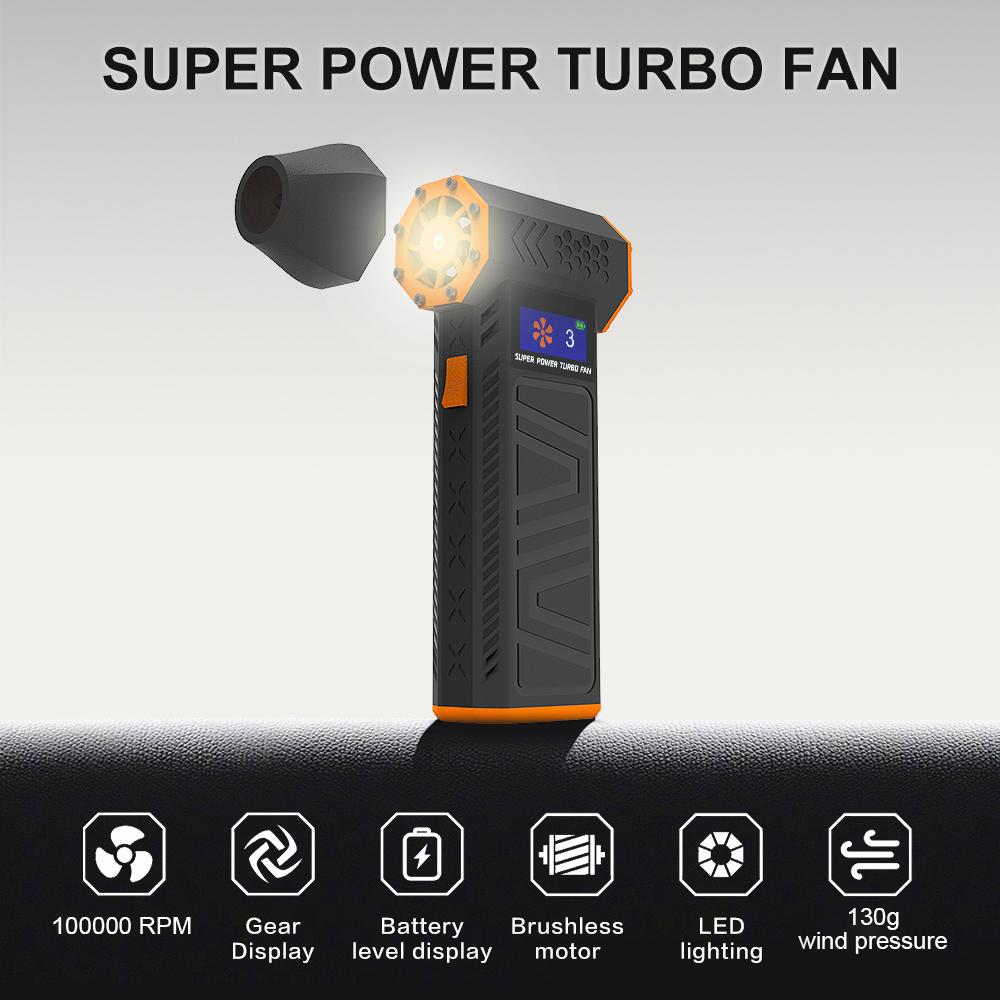 4 Gear LED display 100000RPM Mini Turbo Jet Fan Brushless Electric Air Duster Violent Blower Chargeable with Light Car Cleanin