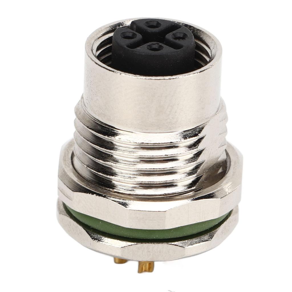 4 Pcs M12 Aviation 4 Core A Type Plug 4 Pins Female Panel Electronic Plug Socket Connector for Sensors Actuators