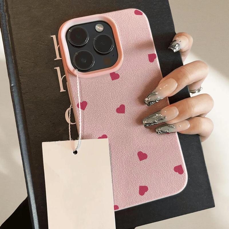 Red heart-shaped pattern phone case suitable for iPhone 17 16 15 14 13 12 11 Pro/Max/Plus anti drop and shockproof back cover