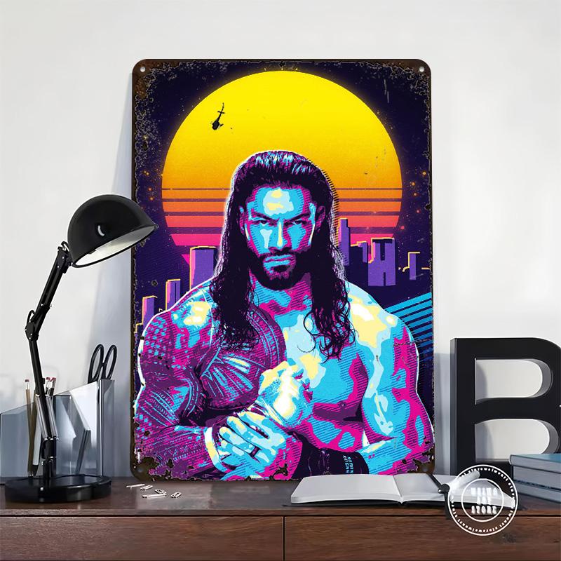 Roman Reigns Retro Art Printed Poster Customized Wall Art Retro Vintage Metal Tin Signs for Home Decoration Aesthetic Desk Decor