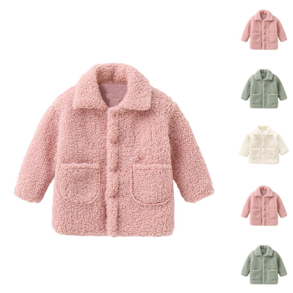 Girls' Lamb Wool Coat - Mid-Length Thickened Sweater