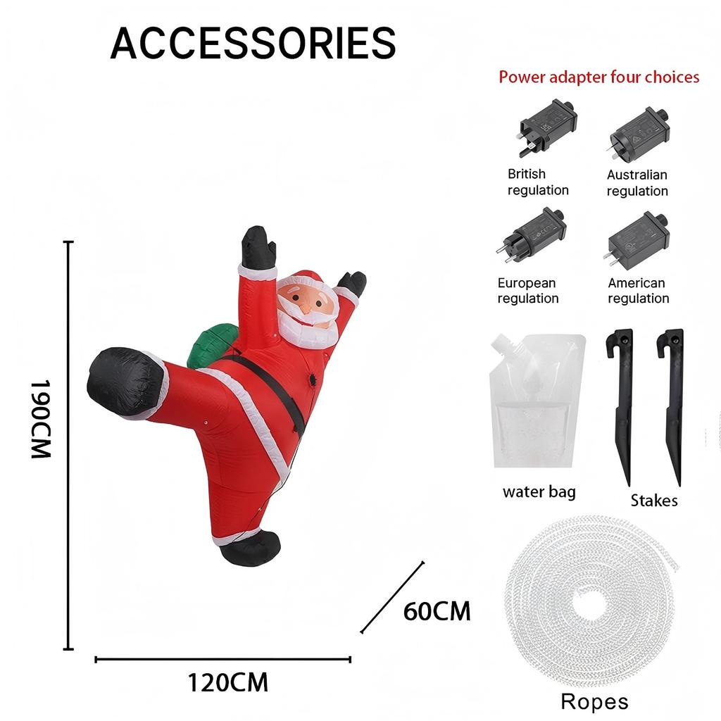 6.23FT Inflatable Toy Climb Santa Claus Xmas for Yard Lawn Party Decoration with LED Light Christmas Home Supplie Ornament Gift