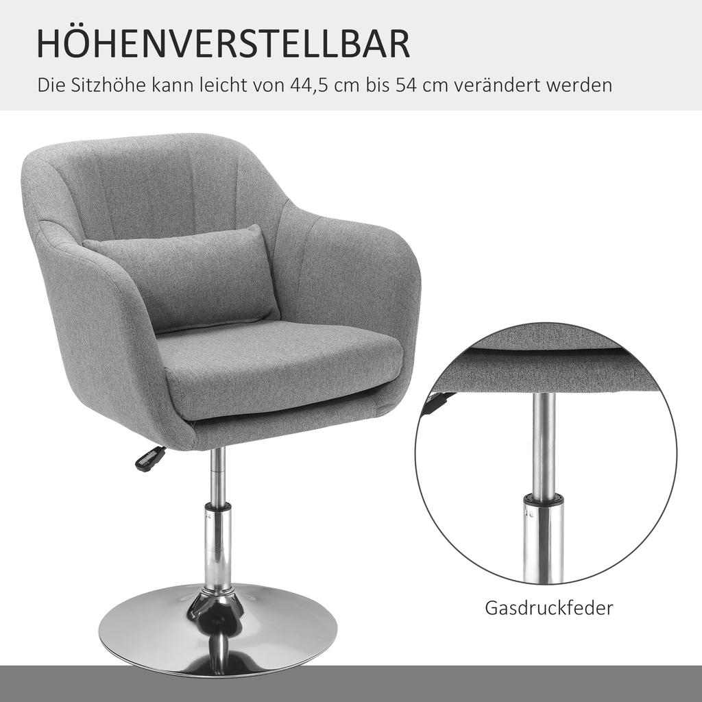 Swivel Chair Height Adjustable Office Chair Linen Like Polyester Metal 60 X 60 X 79 91 Cm Gray