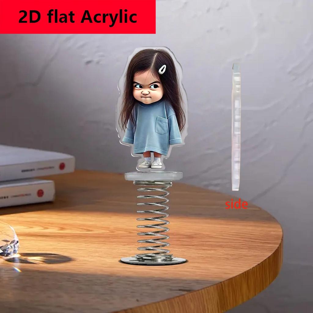2D Flat Acrylic Car Dashboard Ornament, Cute Girl Wobbling Decor, Ideal Gift for Family & Friends, Versatile for Home Office & Car Decoration