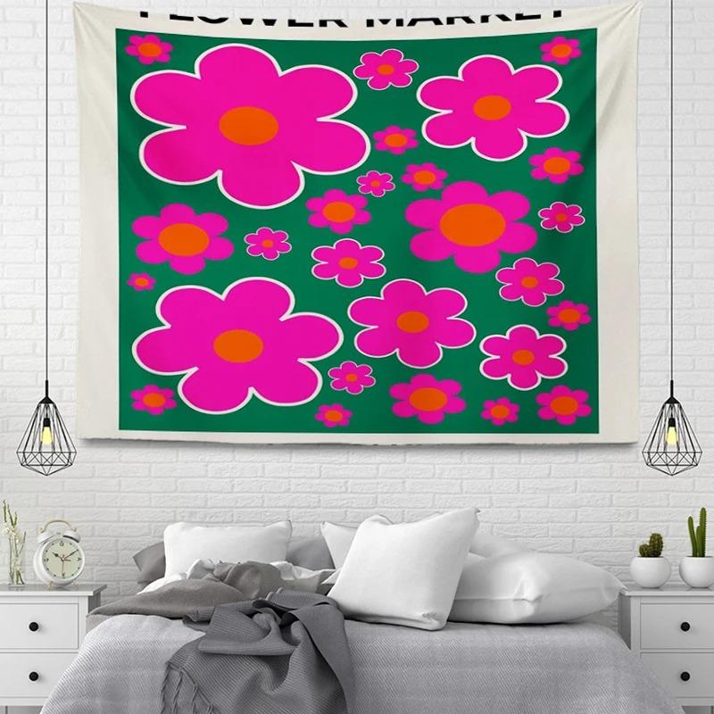 Office Living Room Tapestry Simple Flower Cartoon Hanging Cloth Home Wall Decoration Tapestry