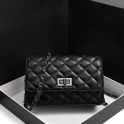 New Summer Women's Bag  Simple and Fashionable  Easy To Match Diamond Chain Small Square Bag  One Shoulder Slant Straddle Bag