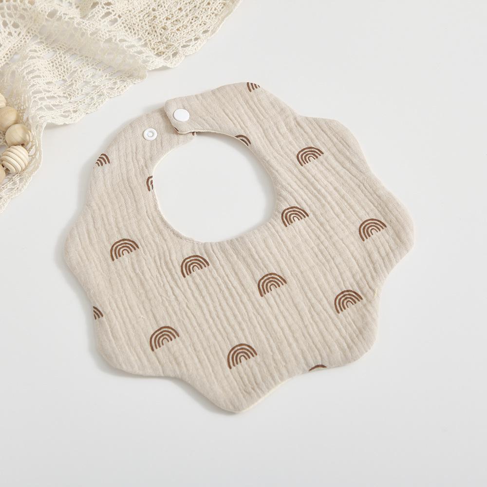 Korean 6-Layer Cotton Gauze Petal Bib: 360° Anti-Spit-Up Newborn Drool Towel.
