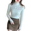 Herbst und Winter Damen Pullover Bottoming Shirt Halbhoher Hals ausgehöhltes gestricktes Bottoming Shirt Schlanke, vielseitige Langarmbluse