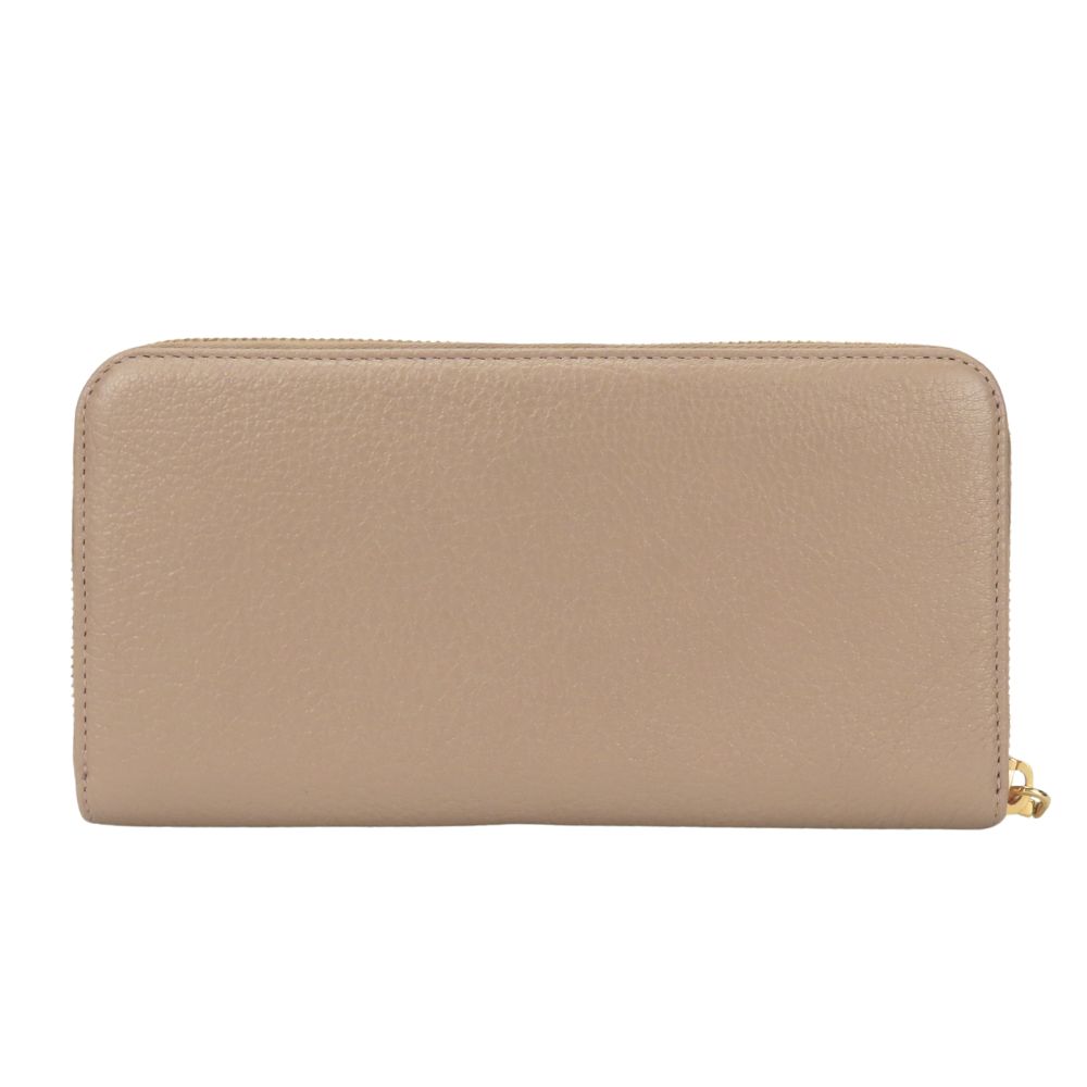 Used MIUMIU Purse Zip Around 5M0506 leather CAMMEO pink beige Dark marks color