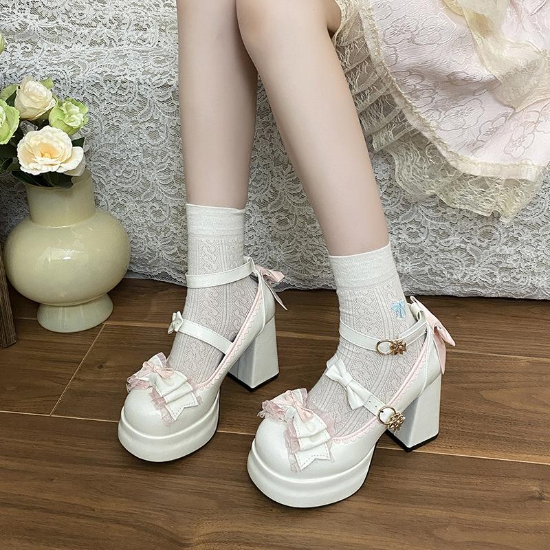 Scarpe Donna Carine alla Moda 2026 Autunno Nuove Scarpe da Donna con Fiocco Tacco Spesso Tacchi Alti Semplici Versatili Scarpe Mary Jane da Donna Zapatos