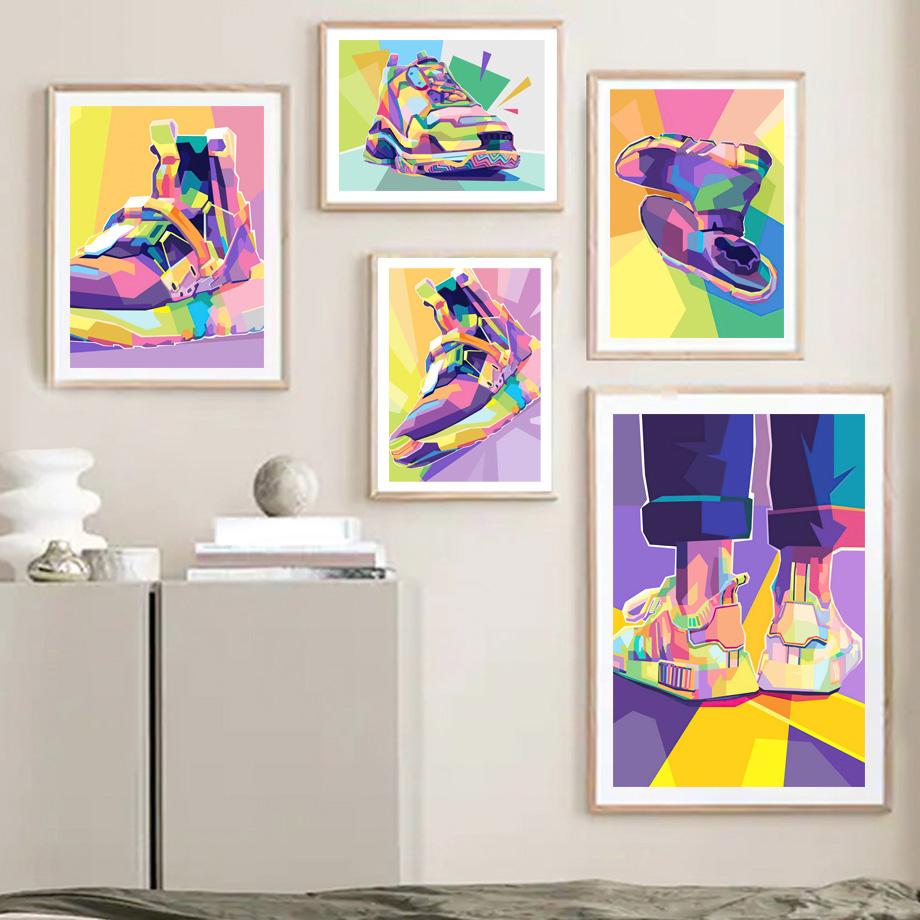Funky Luxusní značka Tenisky Móda Boty Nástěnné umění Malba na plátno Severské plakáty a potisky Nástěnné obrazy pro výzdobu obývacího pokoje